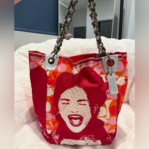 Coach Vintage Red and Orange Laughing Girl Parker Tote Limited Edition